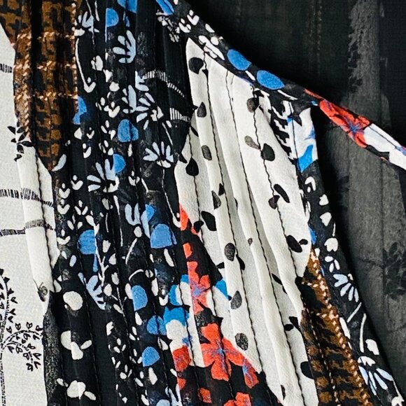 Tommy Hilfiger Blouse Women Size Small Floral Mushroom Mixed Print Pintuck - Picture 8 of 13